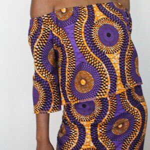 African Print Skirt w/Off the Shoulder Top